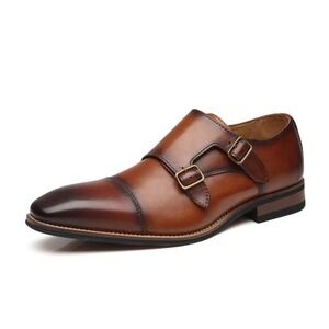 NEW! La Milano Men's Clark Leather Double Monk Strap Cognac Size 9.5 M $70